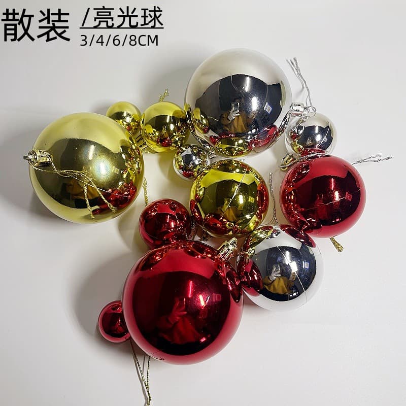 Bulk 3/4/5/6/7/8CM Electroplated Plastic Glossy Christmas Ball Christmas Tree Festive Hanging Ornament Craft Accessory