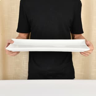 18-Inch Rectangular Western Dinner Plate - Ceramic White Plate, Extra Large Fish Plate, Hotel Tableware, Sushi Plate for Plating