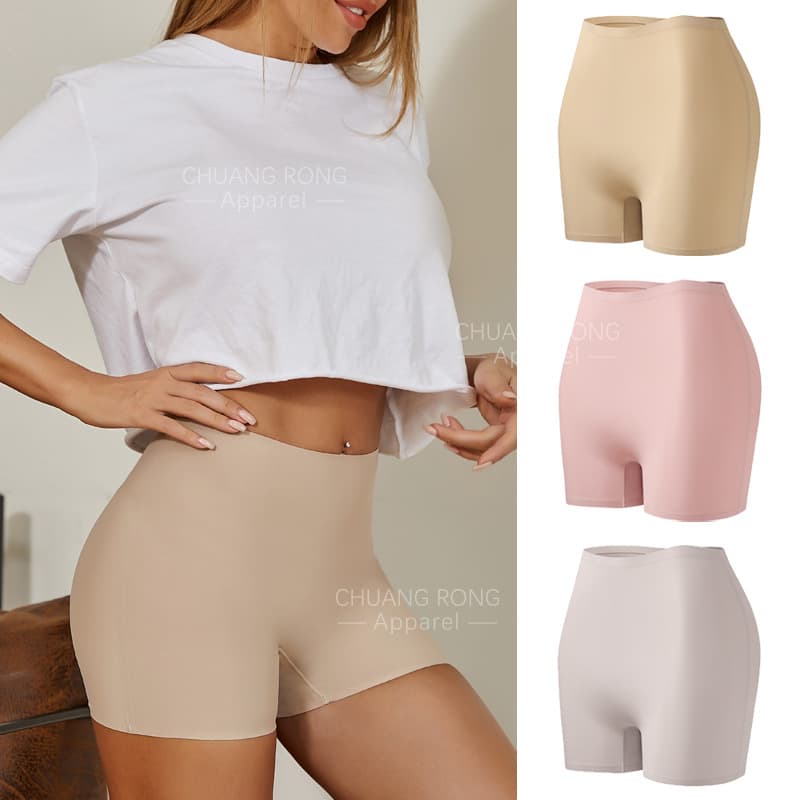 European and American Safety Shorts One-Piece Boxer Briefs for Women Anti-Exposure Slim Mid-Rise Ice Silk Seamless Ladies Safety Panties