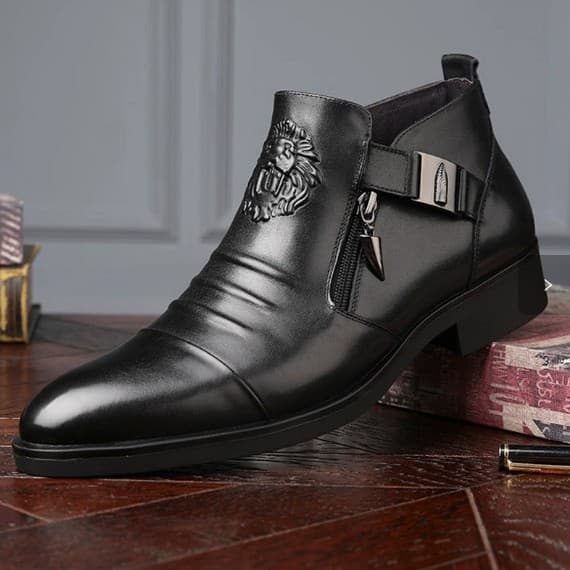 5010 Cross-Border Men's Shoes Autumn New Leather Shoes Men's Double Zipper Buckle Classic Leather Boots Ready to Ship Fast
