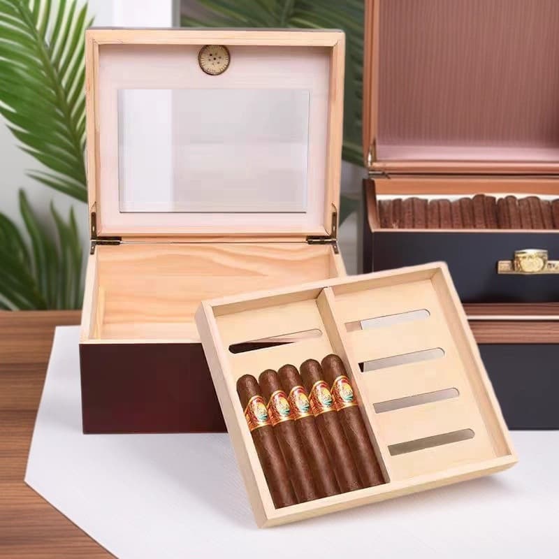 Cross-border Cuban Cigar Box Gift Set Humidor Transparent Cigar Storage Box Cigar Organizer Manufacturer