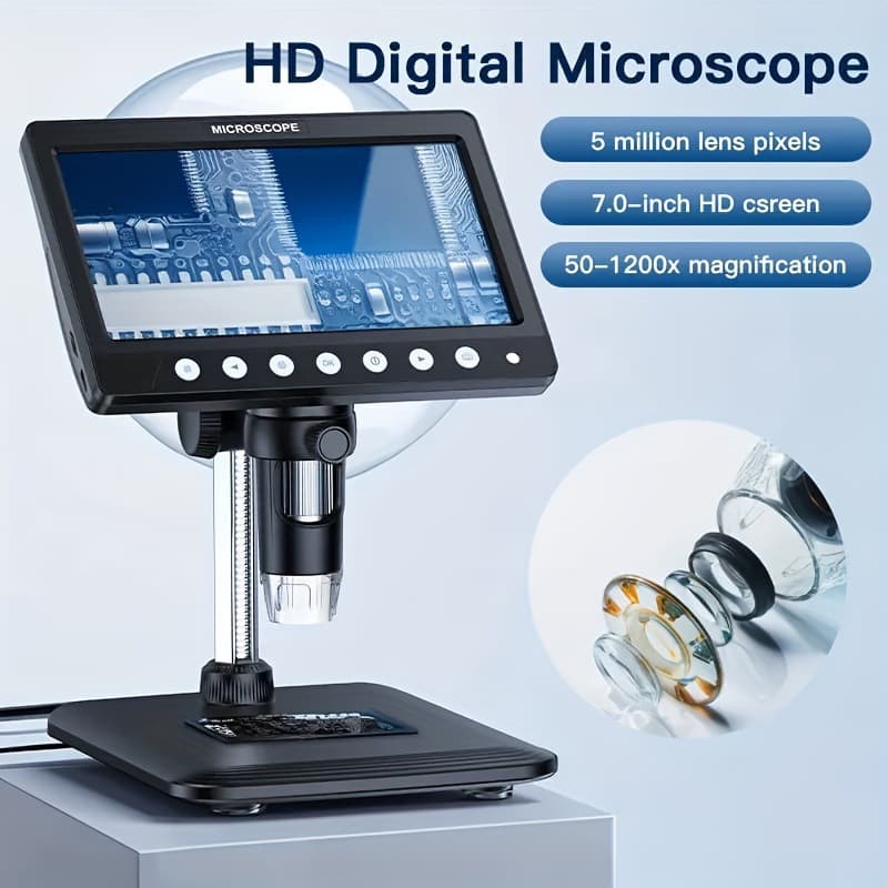 2026 New Cross-border Dropshipping HD Digital Microscope 7-inch 1200x Magnification