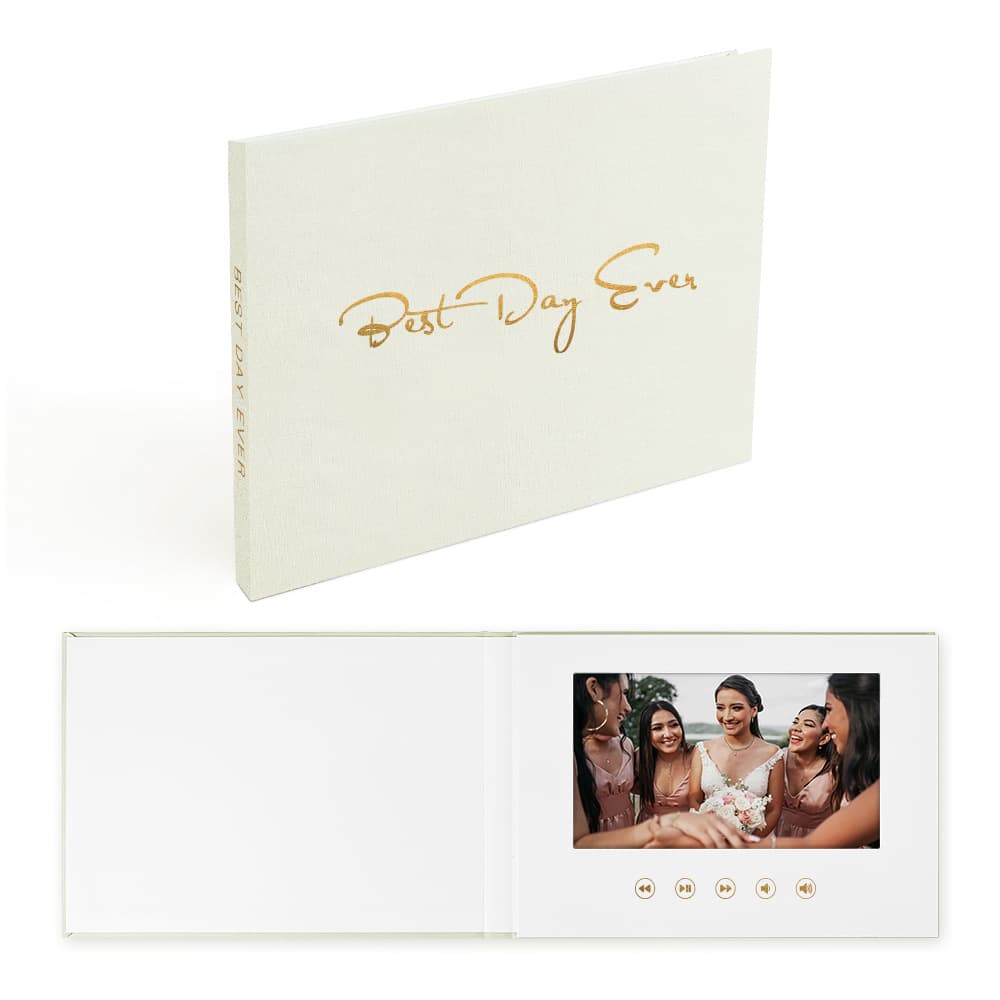 Business Brochure Premium Gift Video Greeting Card Linen Cover High-End Electronic Wedding Video Brochure
