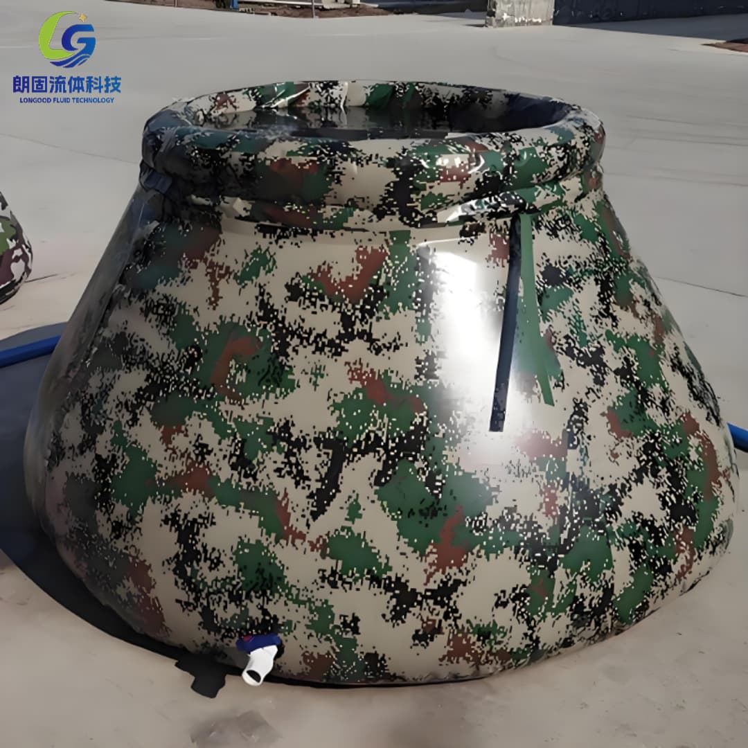 Portable Firefighting Water Storage Bag PVC Water Tank, Camouflage Temporary Soft Water Pool 1000L