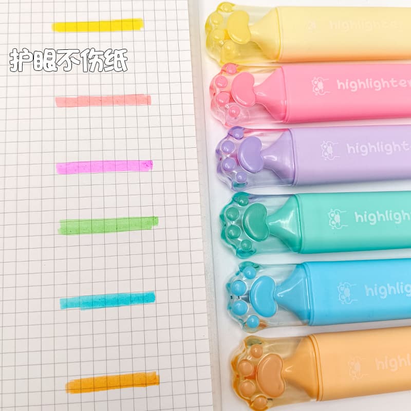Cat's Claw Highlighter High-Looking Eye Protection Student Marking Focus Watercolor Marker Marking Handbook Pen Prize Gift