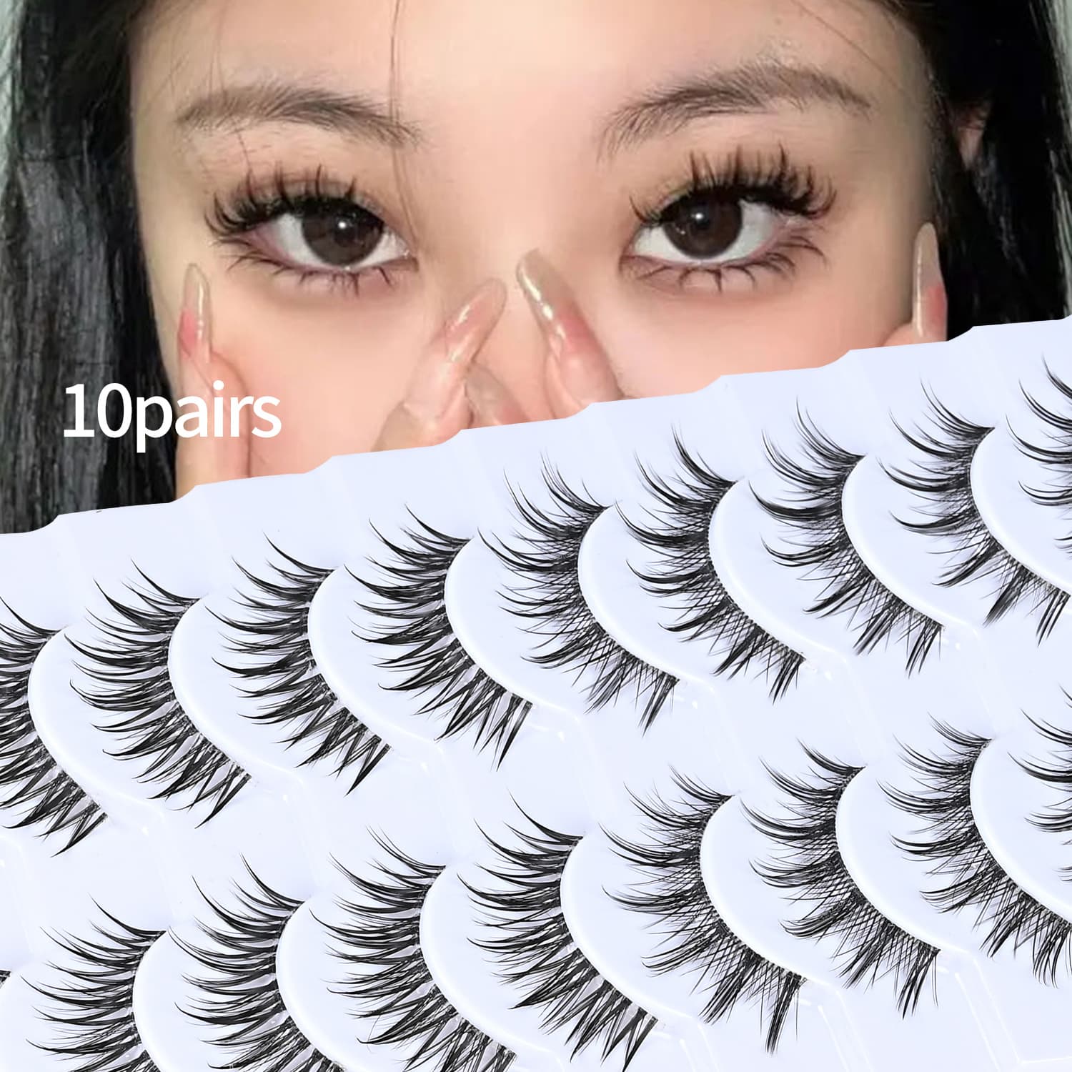 New Asian one-piece false eyelashes with hard stems, natural and thick, COS Thai makeup little devil novice daily life