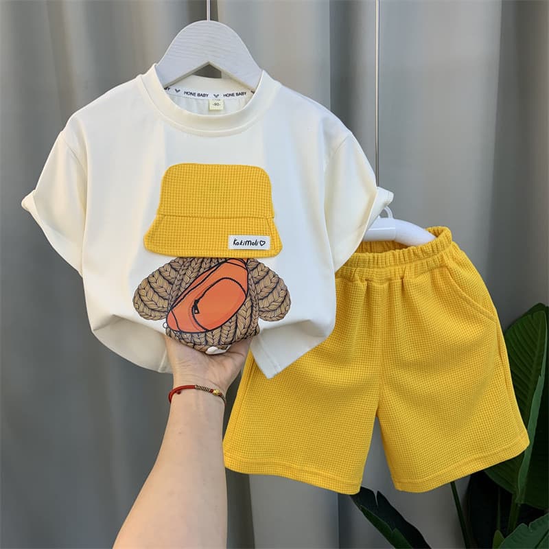 Boys' Summer Outfit 2025 New Baby Popular Clothes Trendy Kids Cool Streetwear Short Sleeve Two-Piece Set