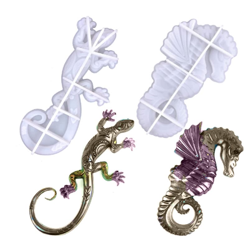 3D Wall-hanging Decorations Gecko Seahorse Silicone Molds for Resin Crafts Home Decor Halloween Christmas Gifts