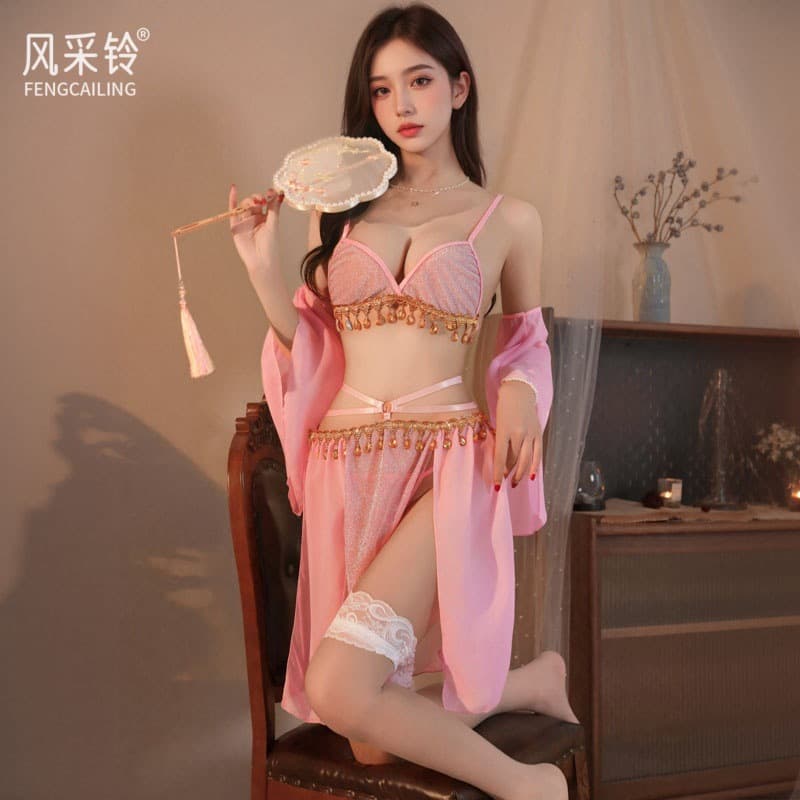 Lingerie Lace Women's Set Exotic Sexy Xishi Retro Tie-up Easy-off Dress Hanfu Lingerie F162