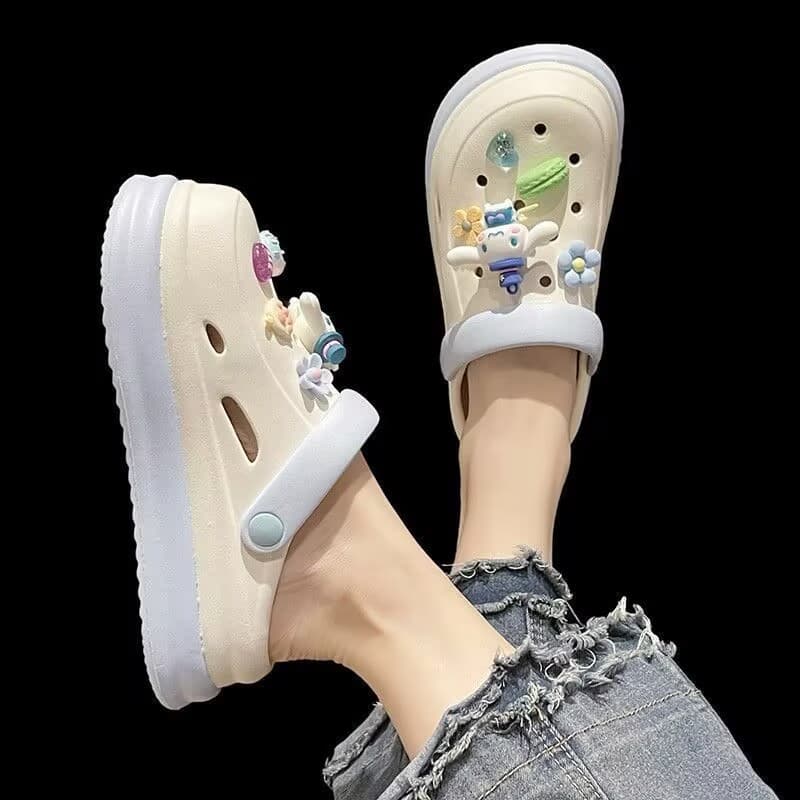 Croc Shoes 2025 Summer Student Versatile Lazy Outdoor Leisure Indoor Non-Slip Women's Beach Travel Toe-Toe Sandals