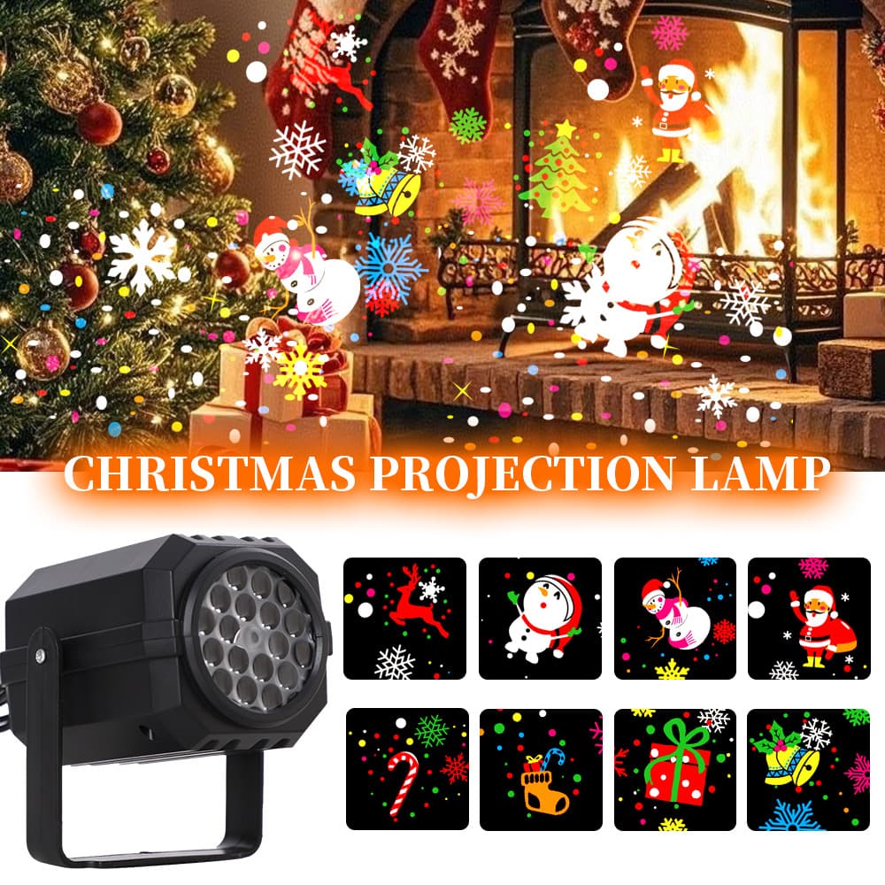 New Blizzard 16-Pattern Rotating Projection Light Cross-Border Christmas Indoor Christmas Decoration Snowflake Projector Lamp