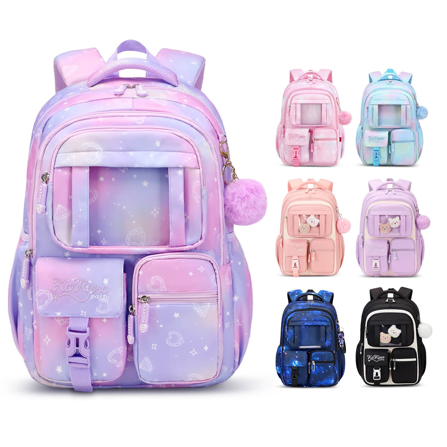 New Pink Princess Elementary School Backpack for Girls, Lightweight Large Capacity Kids School Bag for Middle School Students