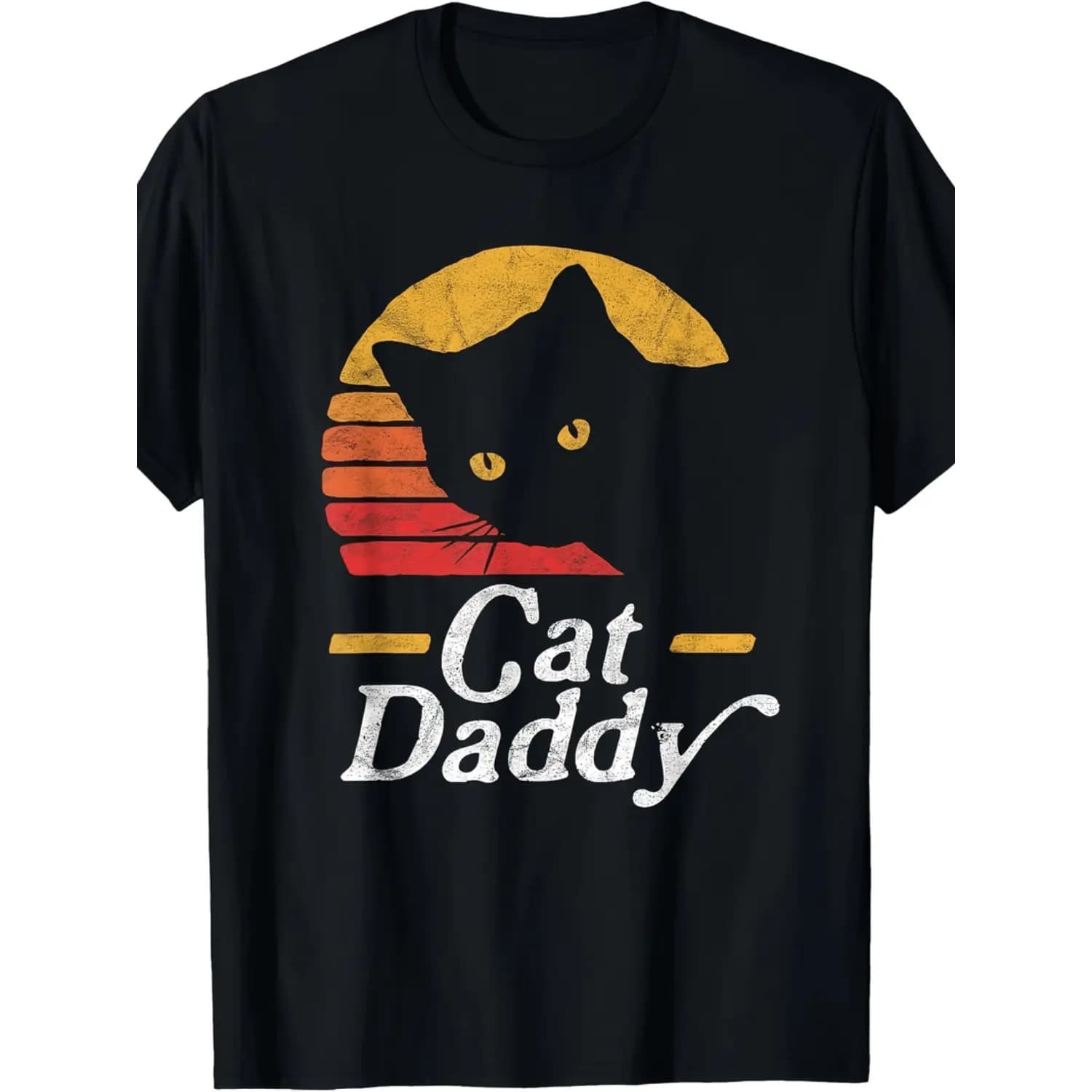 Cross-Border EU Size Summer T-Shirts Cat Daddy Vintage 80s Style Cat Vintage