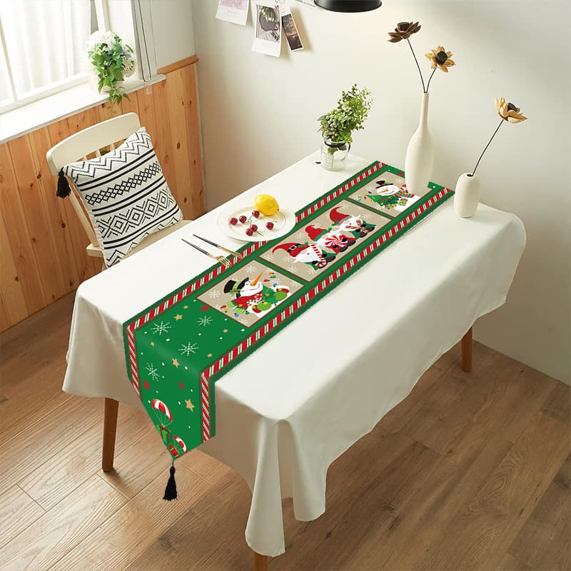 2024 New Cross-Border Christmas Supplies European and American Christmas Party Decoration Shaped Table Runner Dining Table Cloth Placemat