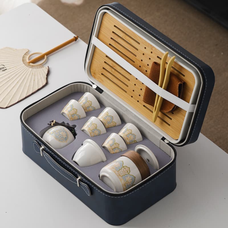 Travel Tea Set Quick Cup Outdoor Luxury Tea Brewing and Drinking Pot Small Set Business Souvenir Gift with Logo Printing