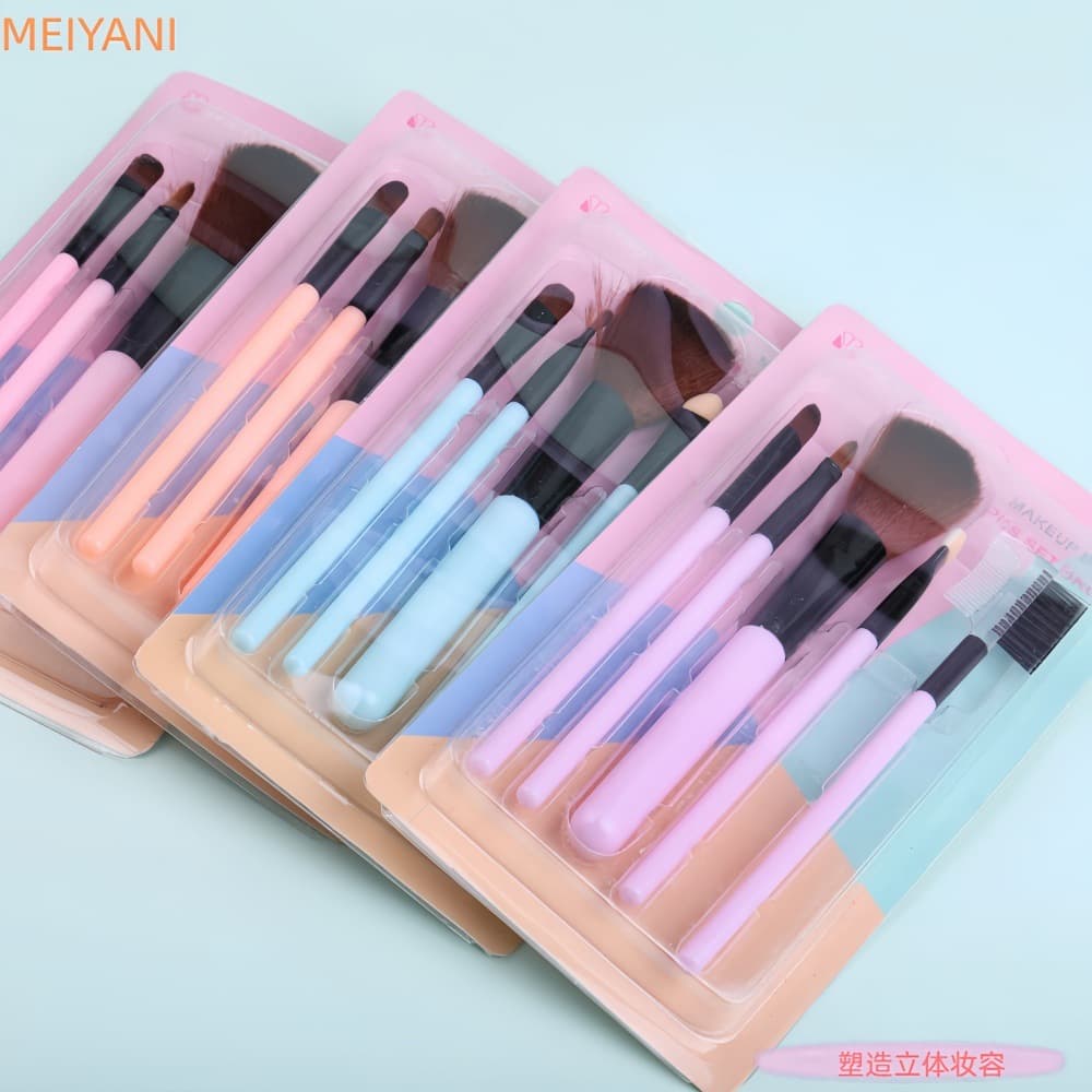 Cross-border lint-free makeup brush set 5-piece bag soft beginner eye shadow rouge honey powder lip brush