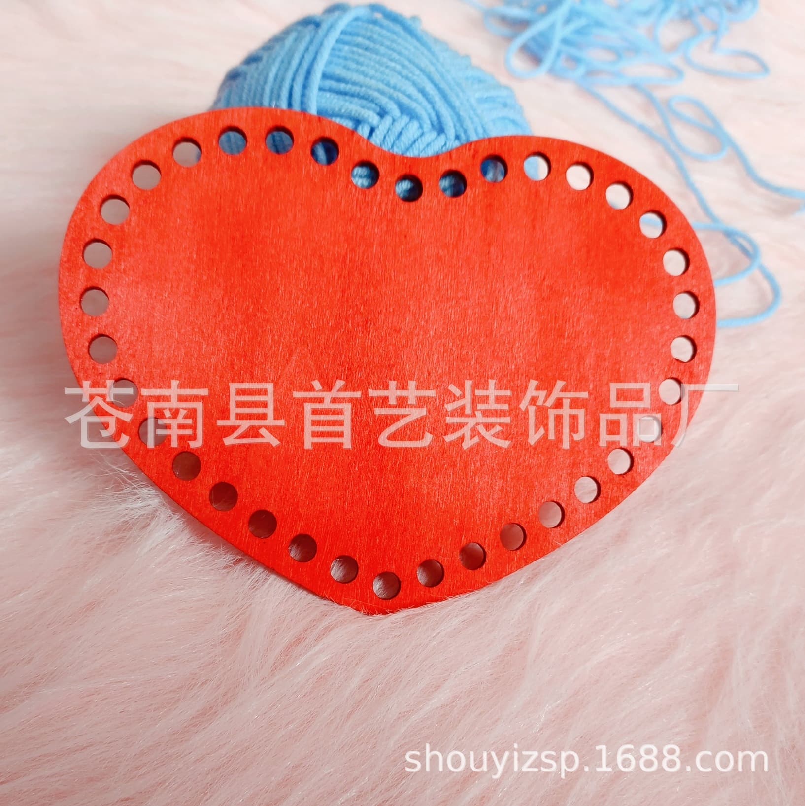 Creative Hollow Thin Wood Slice Decoration Red, Wooden Woven Bag Accessories Threading Board Handmade DIY Weaving Board