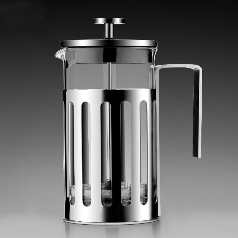 Thickened household glass French press coffee maker, stainless steel pour-over coffee maker, single French press teapot, tea infuser