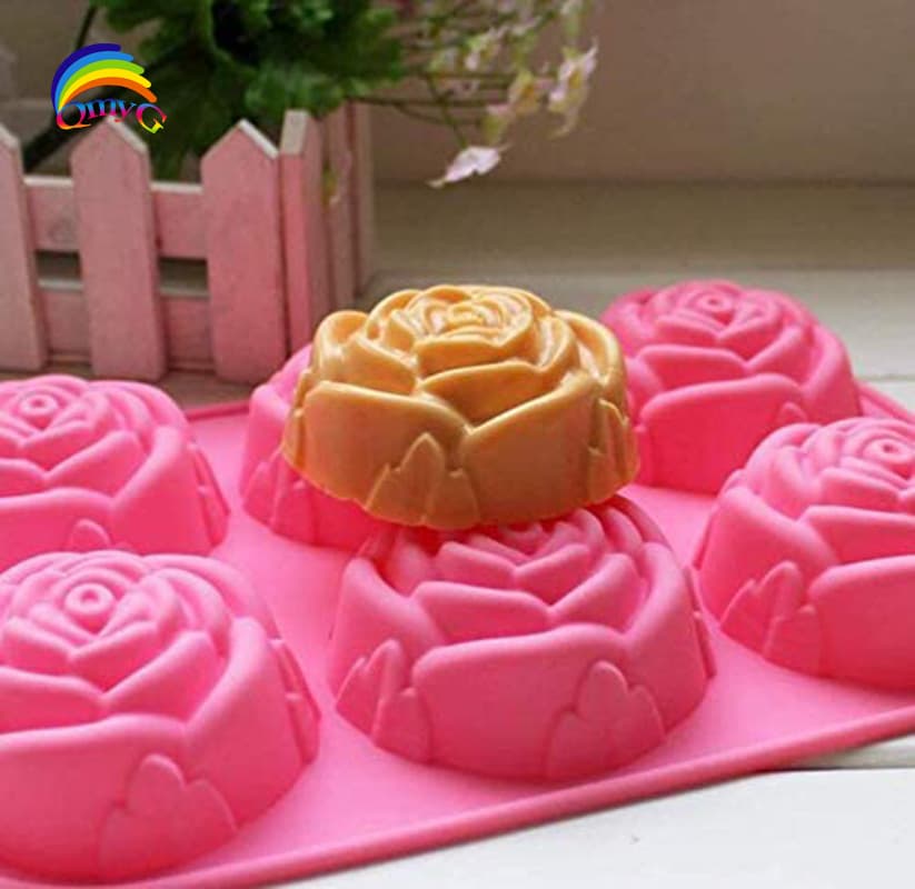 Soap Mold, Chocolate French Dessert Mold, 6-Cavity Rose Silicone Cake Mold