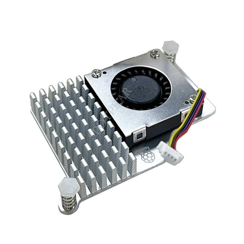 Raspberry Pi 5 Official Original Finned Aluminum Cooler with Blower and Active Cooling Fan (Pi5 Heatsink)
