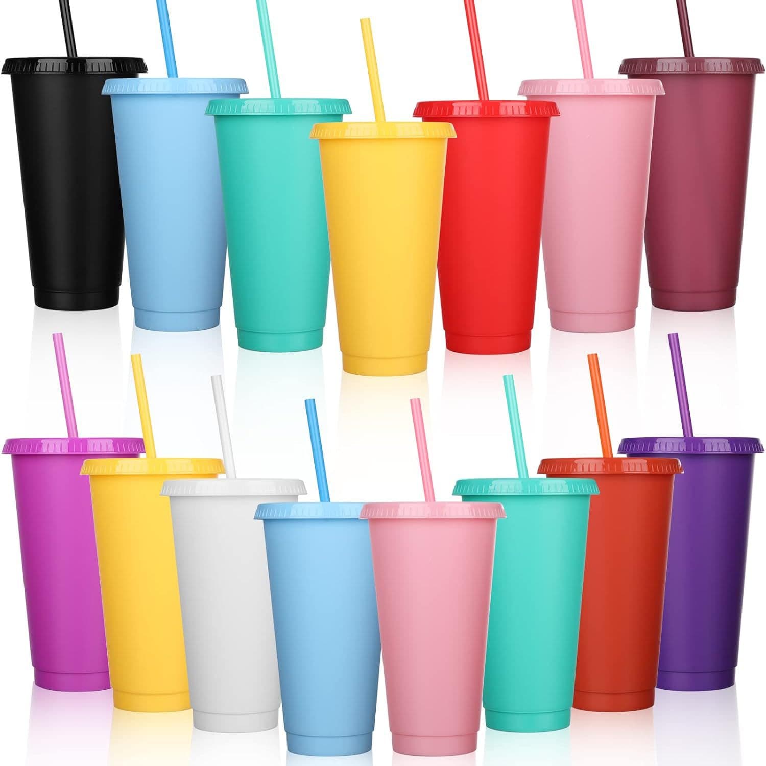 Cross-border Hot-sale Direct Foreign Trade Supply 24oz Solid Color PP Cup 710ml Straw Cup Plastic Cup from Source Factory