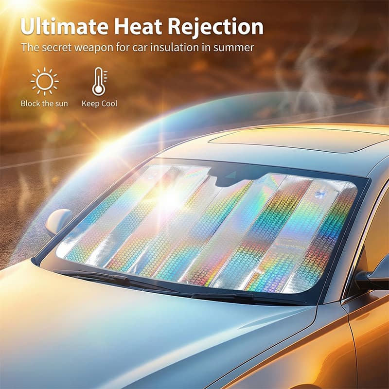 Car Laser Sunshade Front Windshield Thickened Laser Sunshade Sun Protection Heat Insulation Interior Cooling Car Sunshade Curtain