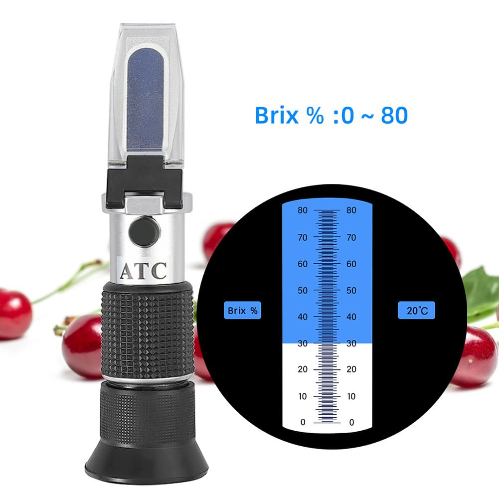 Handheld Refractometer 0-80% Brix Meter for Fruit, Sweet Sauces, and Cutting Fluid