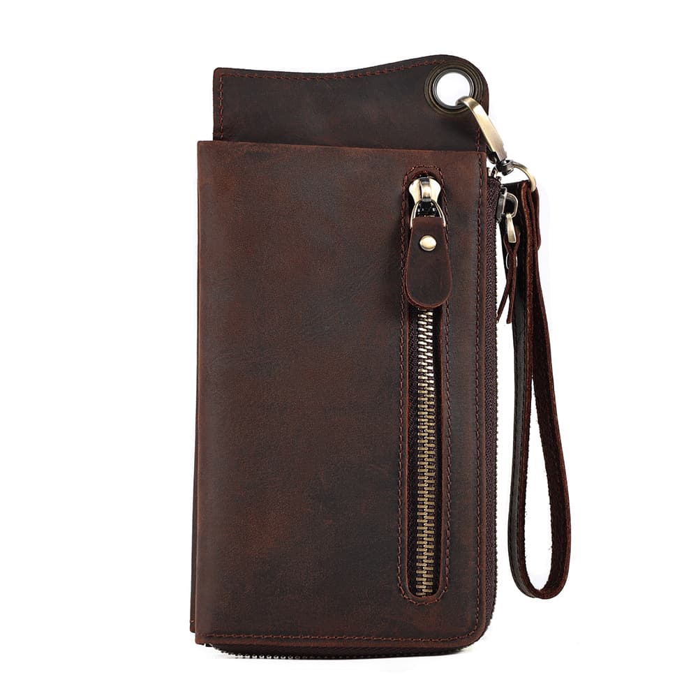 Men's Crazy Horse Leather Wallet New RFID Multi-Card Slot Clutch Long Genuine Leather Wallet