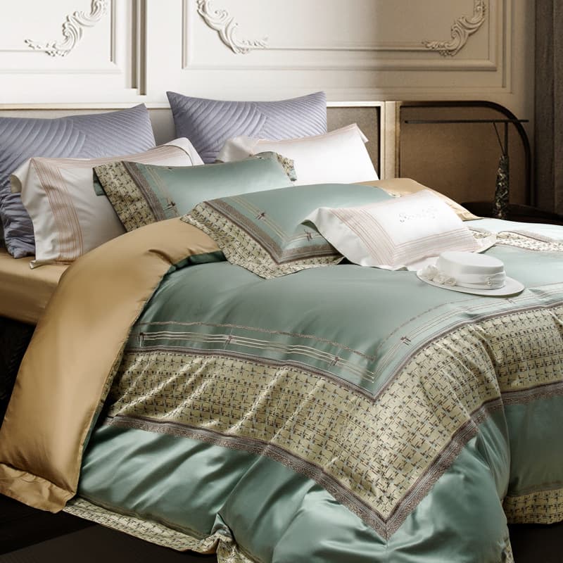 High-end luxury European long-staple cotton four-piece set of yarn-dyed jacquard pure cotton quilt cover sheet bed cover bedding