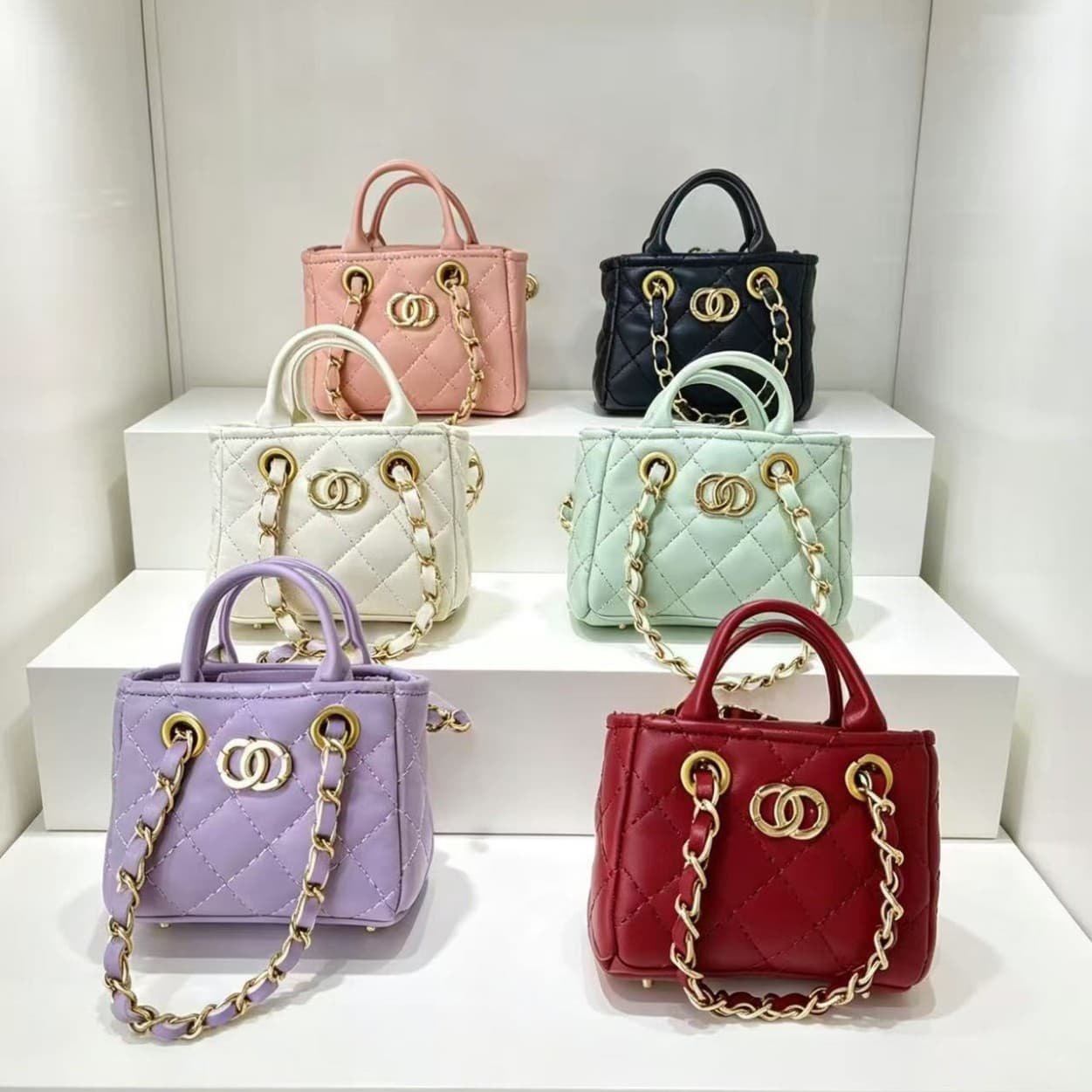 New Mini Chanel-Style DIY Bowling Bag with Diamond Pattern, Boston Bag, Shoulder Bag, Underarm Bag, Pillow Bag, Crossbody Tote