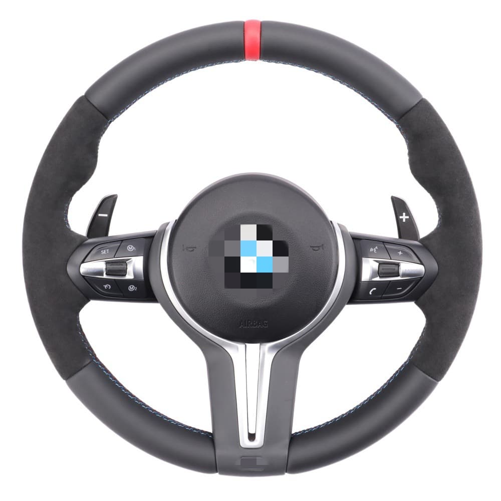 For BMW 1 2 3 4 5 6 7 Series X1 X5 X3 X6 M3 M6 Modified MP Red Badge Semi-Suede Steering Wheel