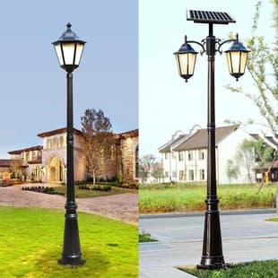 Solar European Double-Head LED Garden Light Outdoor Waterproof Vintage Landscape Light Industrial Style Ancient Street Lamp