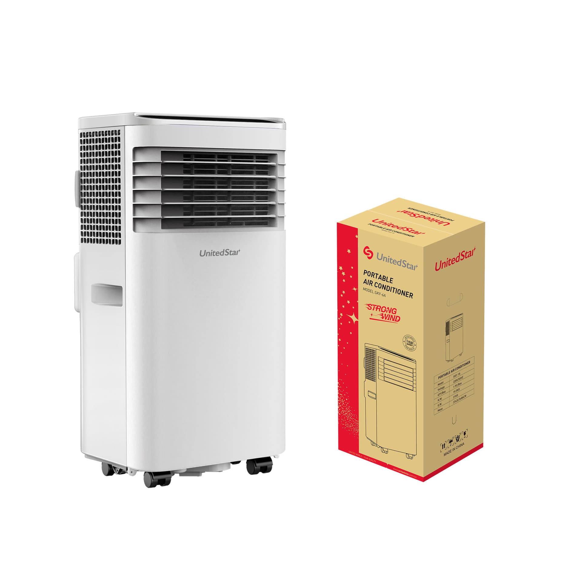Unitedstar portable air conditioner, 1HP all-in-one unit, for home use, rental housing, kitchen air conditioning, English version, export.