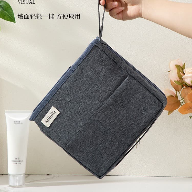 Upright Large Capacity Makeup Bag for Women, Travel Essential Handheld Partitioned Cosmetic Storage Pouch, Wet and Dry Separation