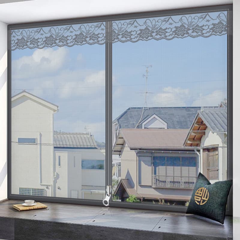 Cross-border Zipper Mosquito Screen Diamond Mesh Self-adhesive Window Screen Magic Tape Curtain Self-installation Insect Screen for Home Use