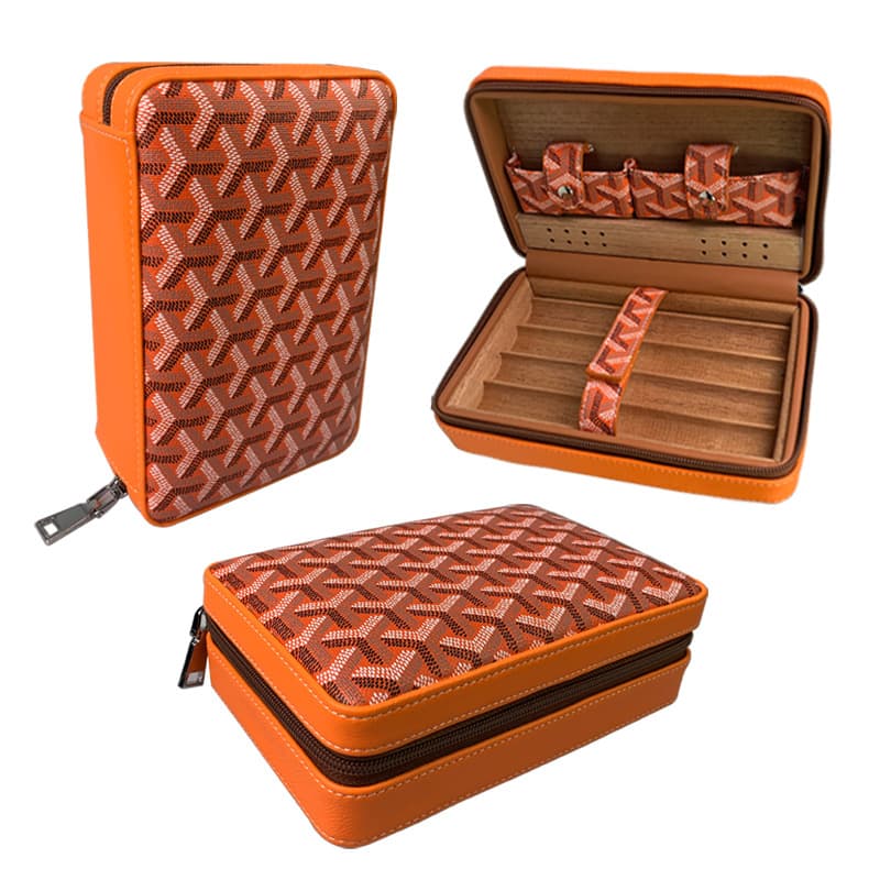 ✅ Dropshipping available. Carved cigar box, portable cedar wood cigar humidor, cowhide cigar box storage box.