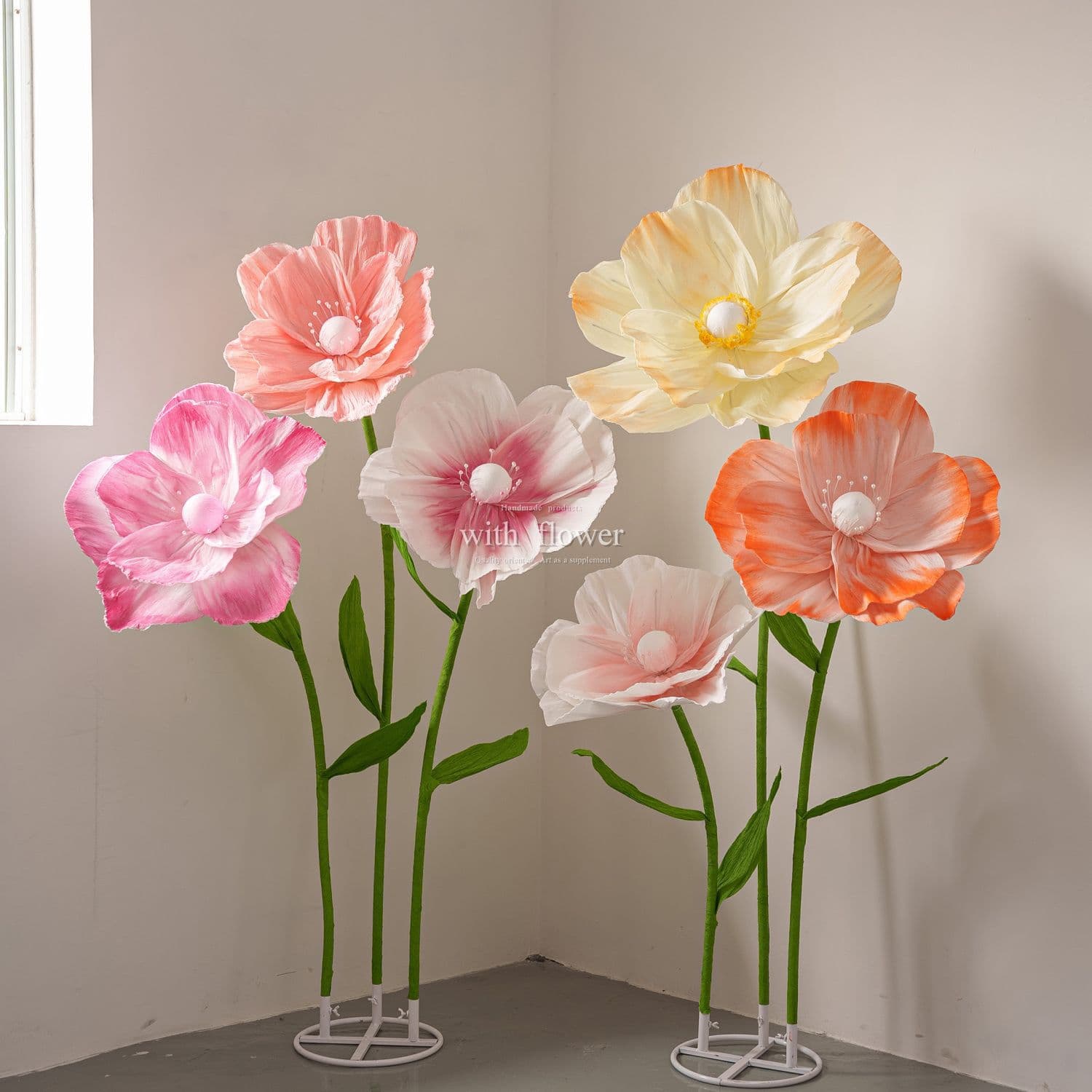 Yumeiren Giant Realistic Paper Art Flower for Shopping Mall Window Wedding Large Decoration Simulated Crepe Paper Art Flower Large Flower
