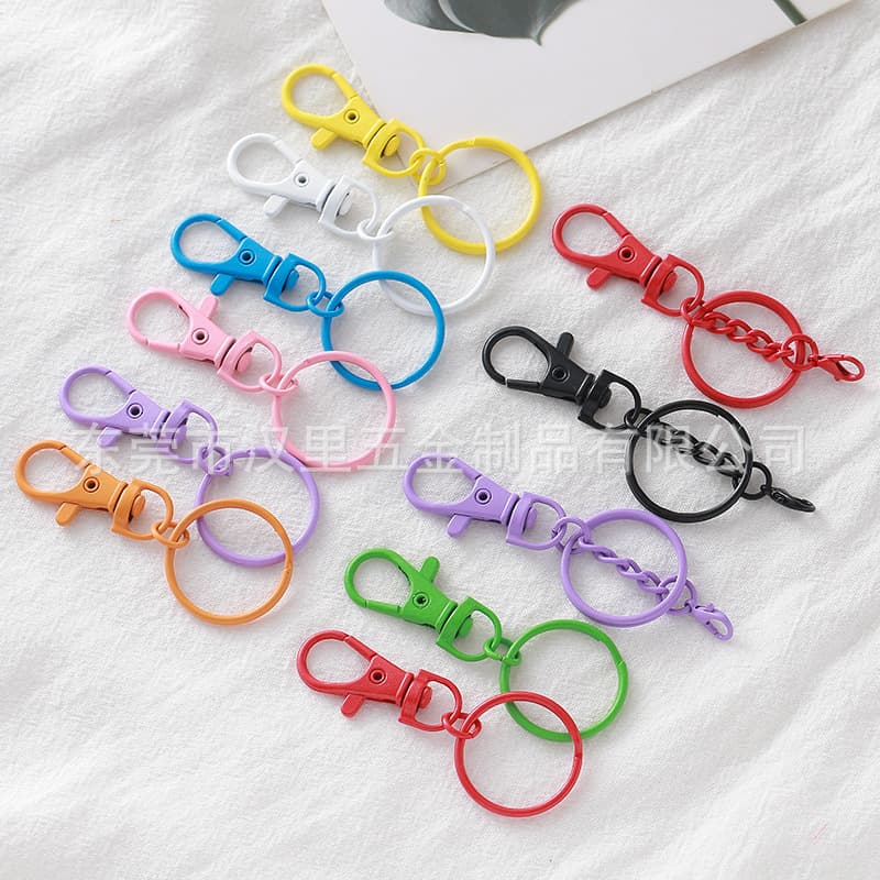 Fish Mouth Clasp + Keychain 2-Piece Set, Colorful Baked Enamel Metal Ornament Clasp Accessory Key Ring Small Doll Pendant