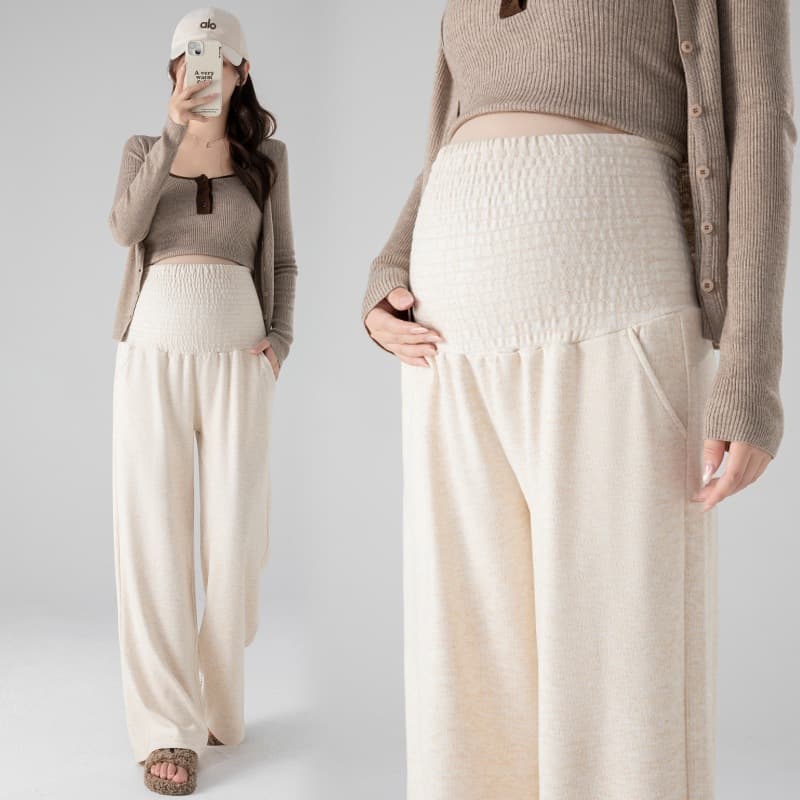 Maternity Wide Leg Pants 2026 Spring Autumn Wear-Out Sticky Rice Pants No Belly Support Non-Tight Casual Maternity Fall Winter