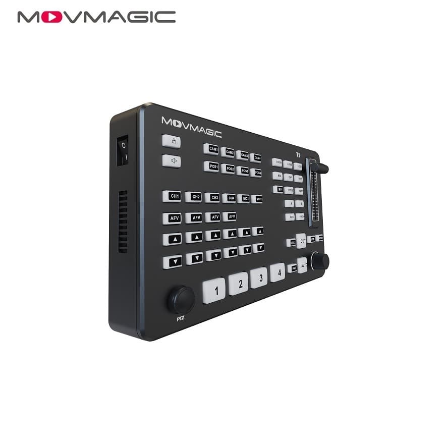 Four-channel HDMI video switcher with multi-camera motion control, professional keying function, and customizable.