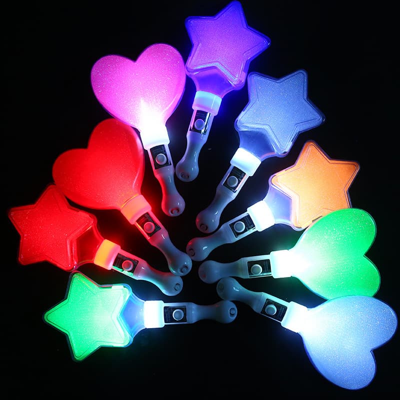 Heart-shaped fluorescent sticks for concerts and bars, star glow sticks, stage cheering handheld flash sticks for event atmosphere