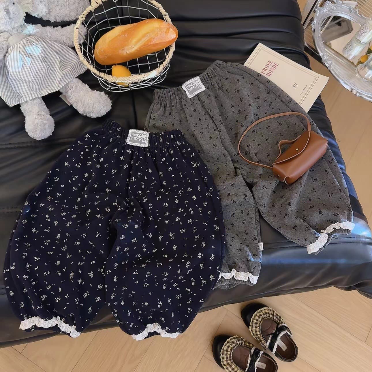 Campus Cool Pants - Composite Milk Silk 380g Heavyweight Girls Autumn Korean Floral Casual Loose Fit Harem Pants