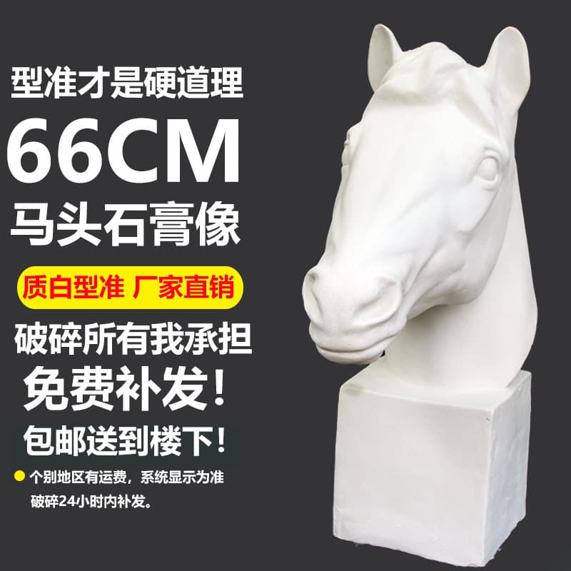 Horse Head Plaster Statue, Art Studio Art Teaching Aids, Sketching Animal Models, Still Life Sculptures, Studio Decorative Ornaments, Statues