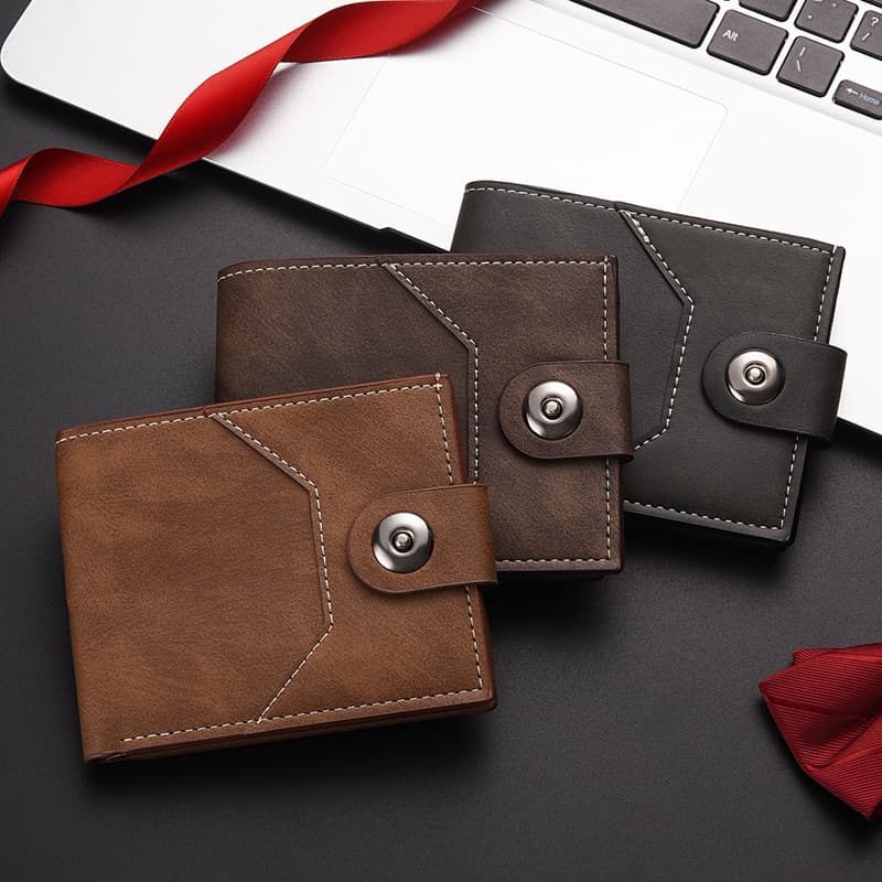 2024 new men's wallet cross-border spot short buckle wallet horizontal style men's wallet source manufacturer wholesale