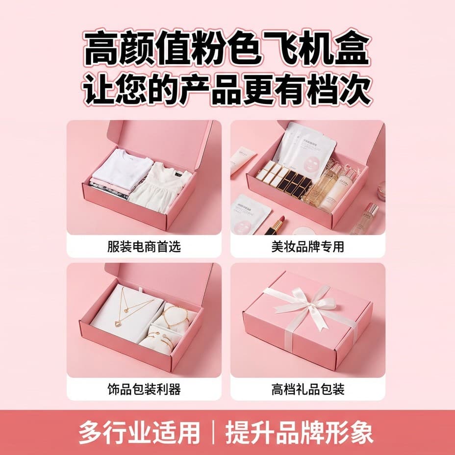 Pink corrugated mailer box in stock, crush-resistant girl pink gift box for jewelry, cosmetics, and e-commerce shipping packaging