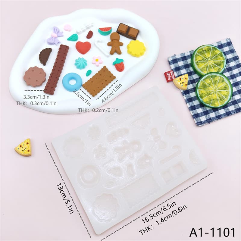 Biscuit Bread Mini Food Play Silicone Mold DIY Epoxy Resin Wax Beads Clay Decoration Mold Cake Mold