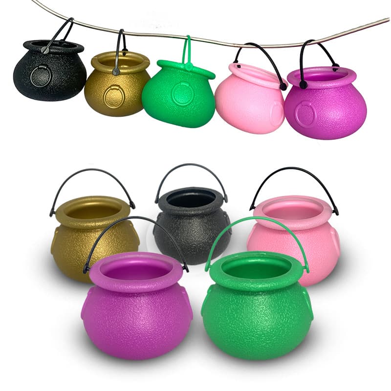Cross-border Halloween 7cm Black Handheld Witch Pumpkin Lantern Flame Candy Bucket Performance Decoration Prop In Stock