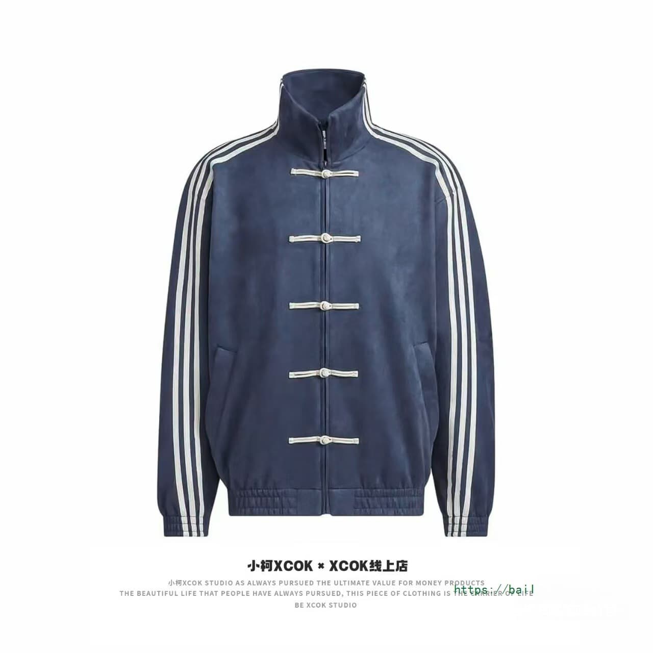 Chinese-style buckle spring sports coat design niche retro fashion national trend Tang suit loose stand-collar jacket