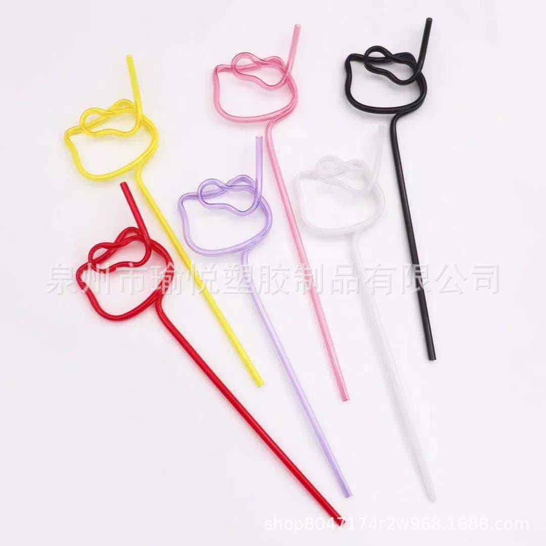 Cute and creative KT cat-shaped straws, best-selling fun and artistic straws for parties, PETG plastic tubes.
