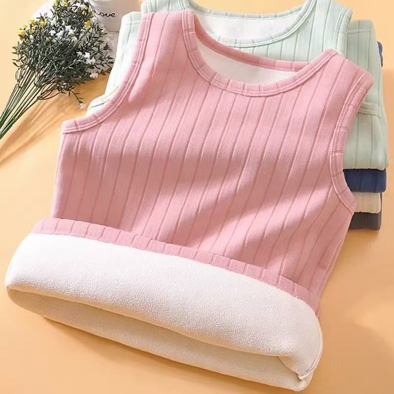Children's Vest Fleece-Lined Thickened Boys and Girls Vest Close-Fitting Thermal Integrated Fleece Autumn and Winter Base Layer